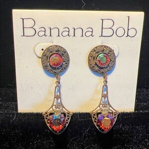 Banana Bob Red and Gold Drop Earrings